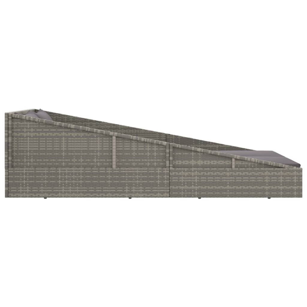 szürke polyrattan kerti ágy 110x200 cm