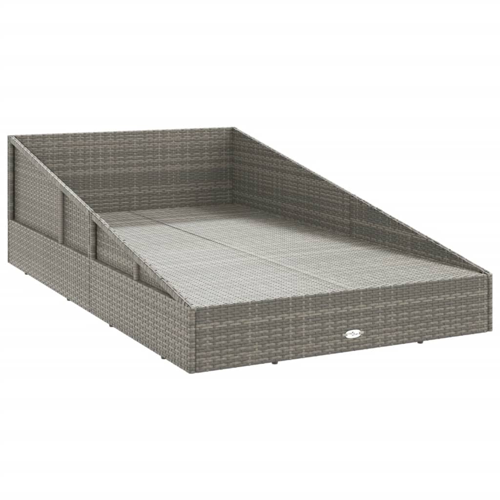 szürke polyrattan kerti ágy 110x200 cm