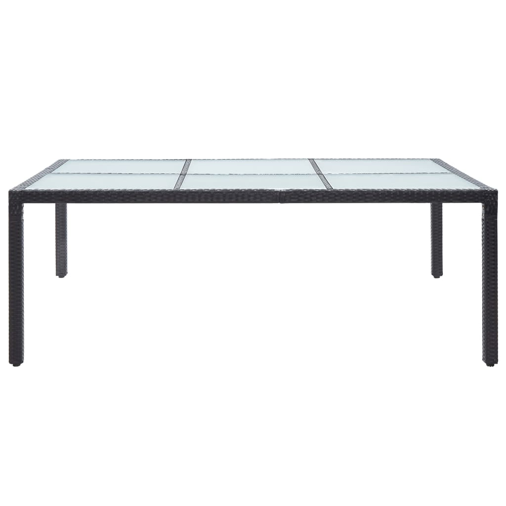 fekete polyrattan kültéri étkezőasztal 200 x 150 x 74 cm