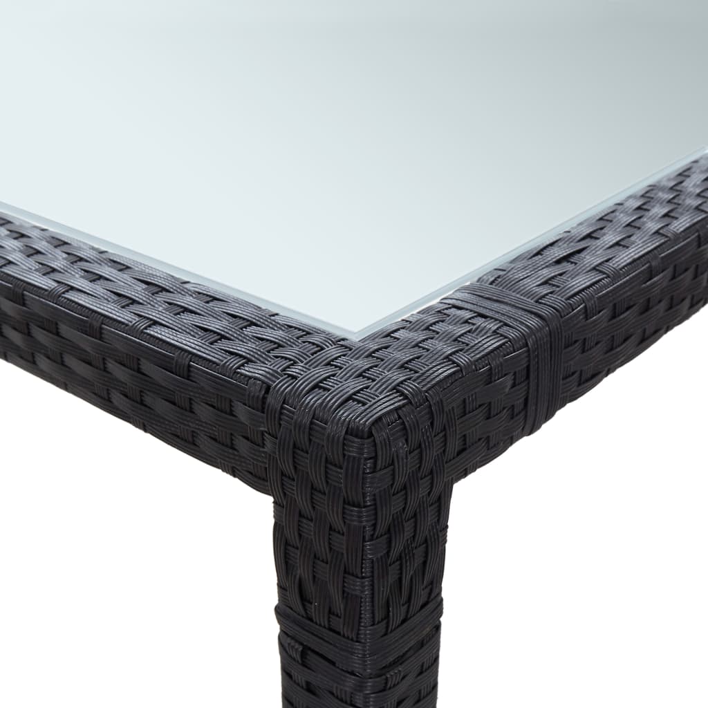 fekete polyrattan kültéri étkezőasztal 200 x 150 x 74 cm