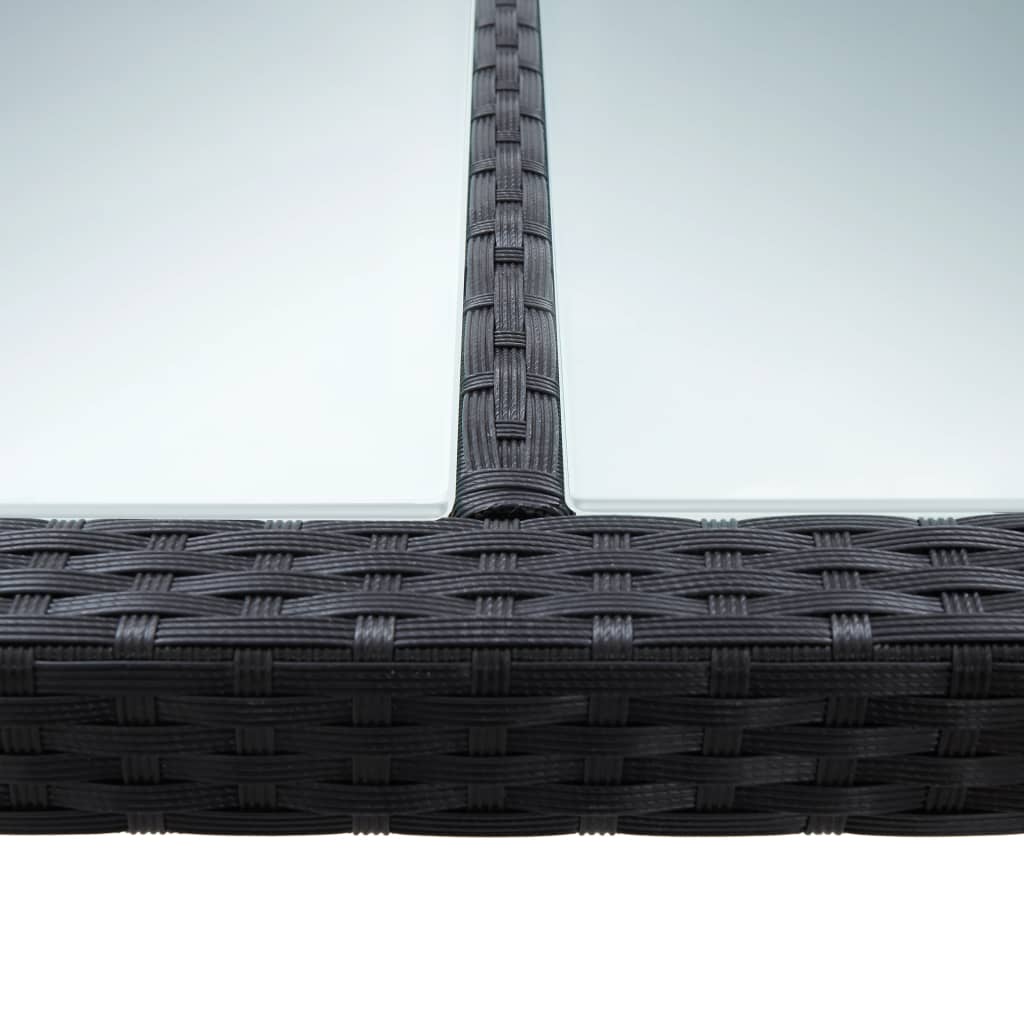 fekete polyrattan kültéri étkezőasztal 200 x 150 x 74 cm