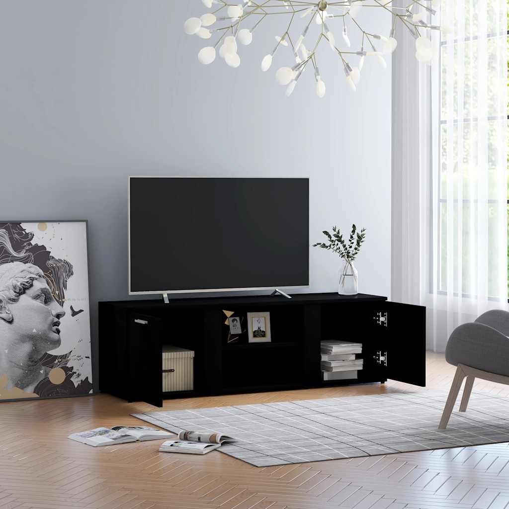 fekete szerelt fa TV-szekrény 120 x 34 x 37 cm