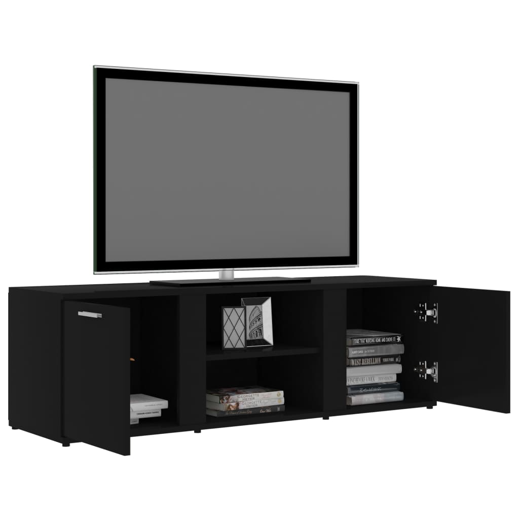 fekete szerelt fa TV-szekrény 120 x 34 x 37 cm