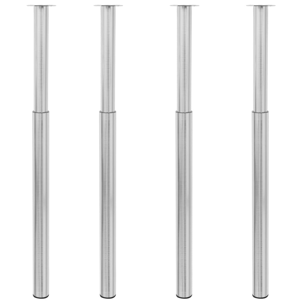 4 db szálcsiszolt nikkel teleszkópos asztalláb 710 mm - 1100 mm