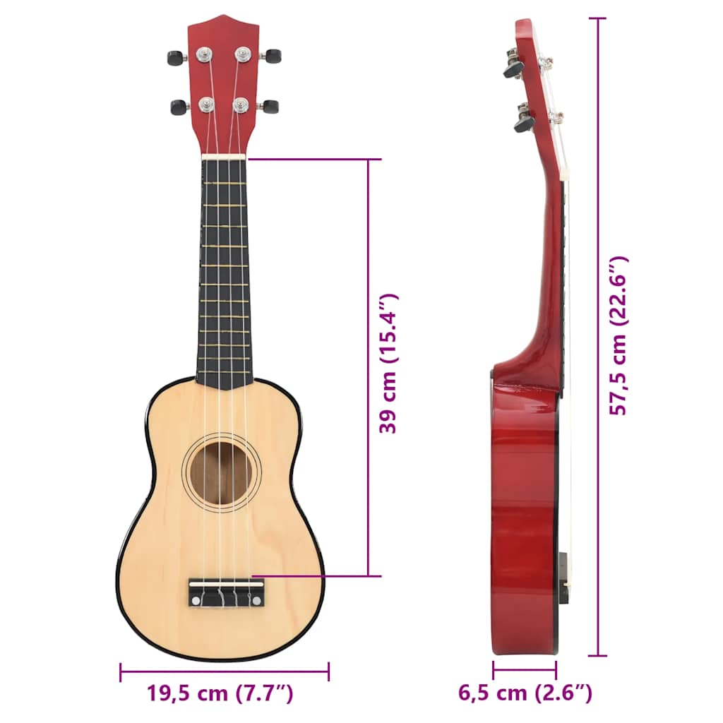 természetes soprano ukulele készlet táskával gyerekeknek 23"