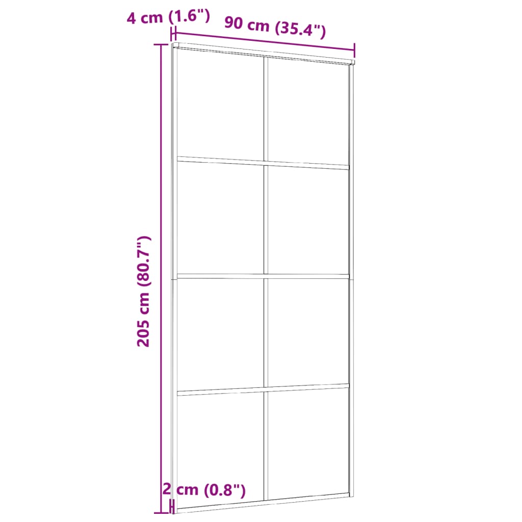 fekete alumínium és ESG üveg tolóajtó 90 x 205 cm