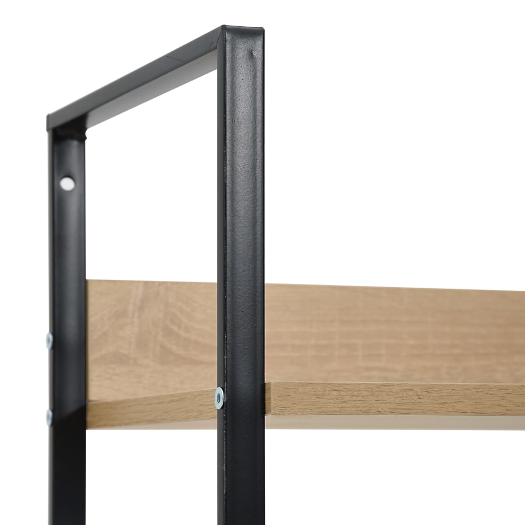 5 szintes tölgyszínű szerelt fa könyvespolc 60x27,6x158,5 cm