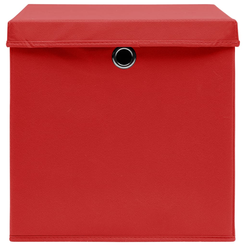 10 db piros szövet tárolódoboz fedéllel 32 x 32 x 32 cm