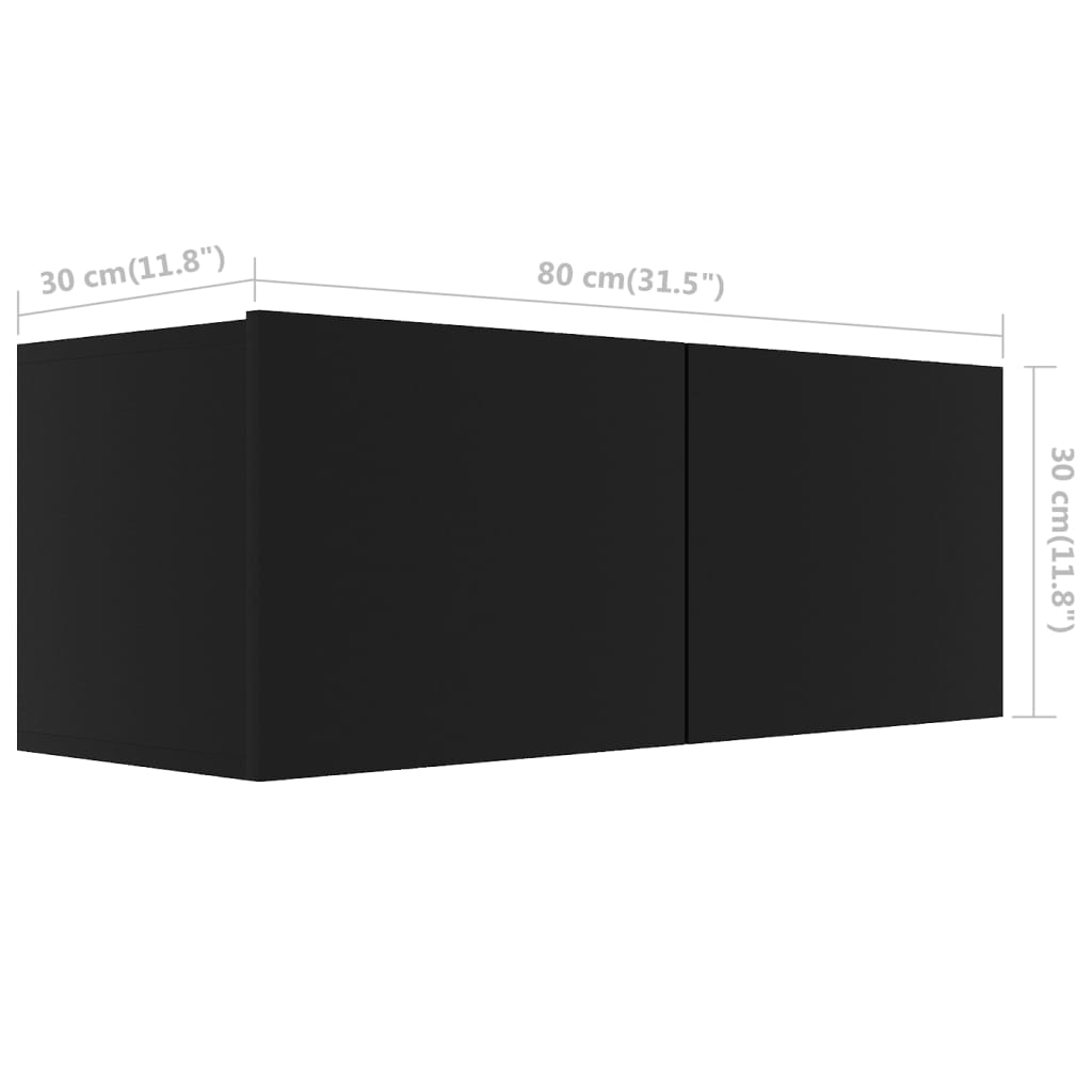 fekete szerelt fa TV-szekrény 80 x 30 x 30 cm