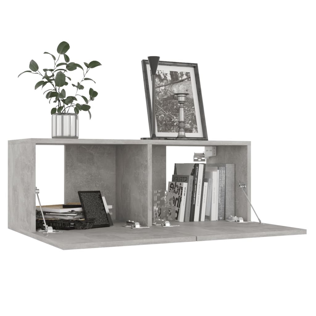 betonszürke szerelt fa TV-szekrény 80 x 30 x 30 cm