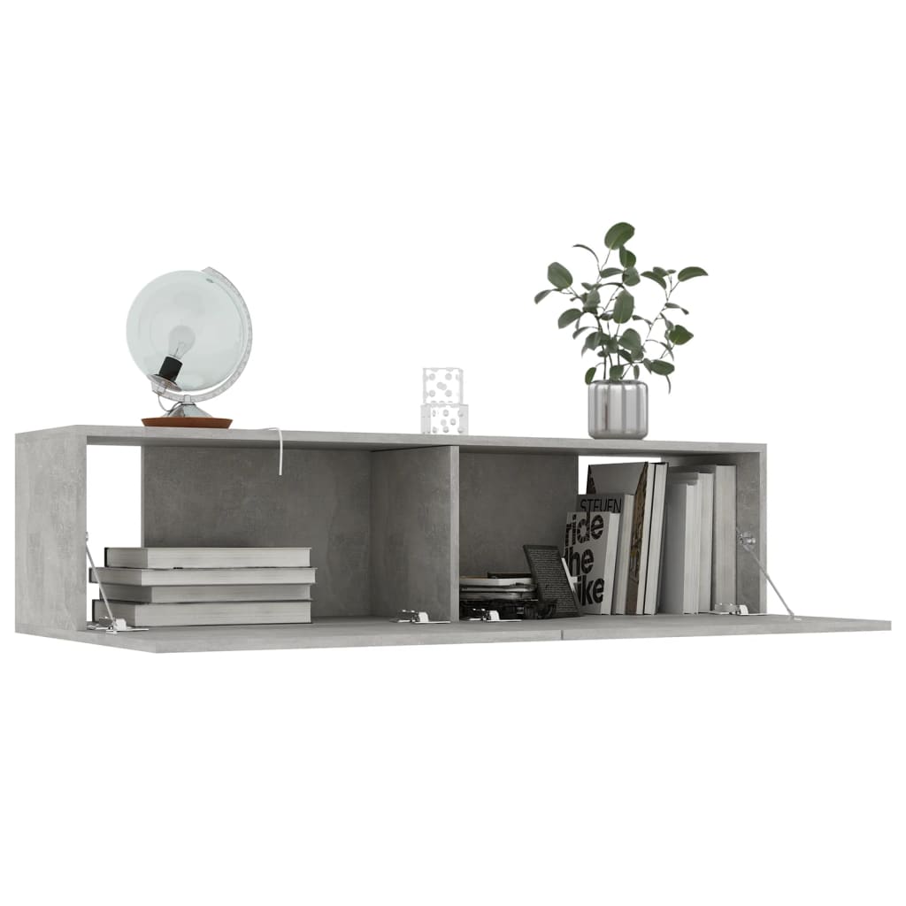 betonszürke szerelt fa TV-szekrény 120 x 30 x 30 cm