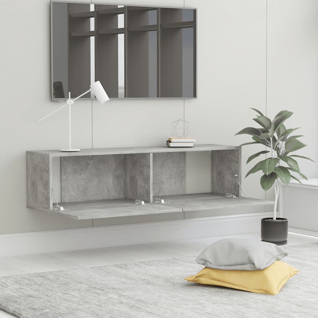 betonszürke szerelt fa TV-szekrény 120 x 30 x 30 cm