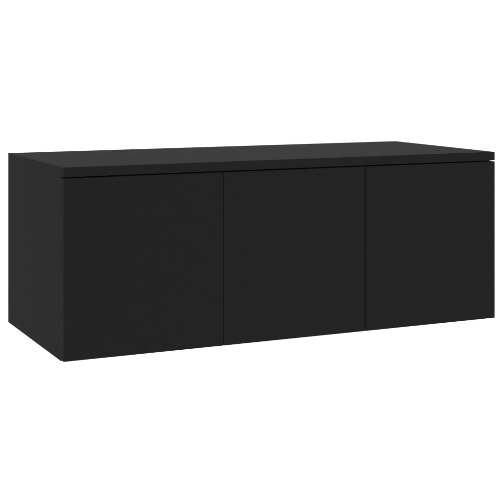 fekete szerelt fa TV-szekrény 80 x 34 x 30 cm