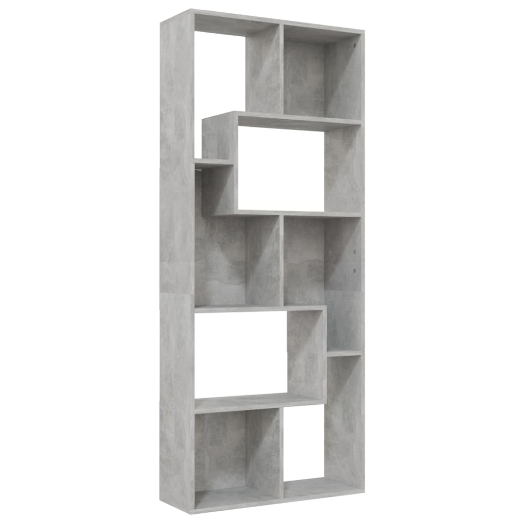 betonszürke szerelt fa könyvszekrény 67 x 24 x 161 cm