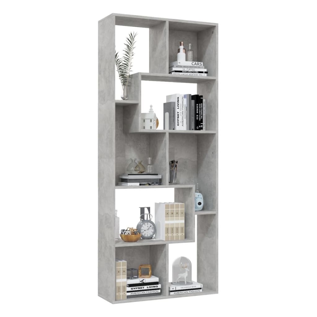 betonszürke szerelt fa könyvszekrény 67 x 24 x 161 cm