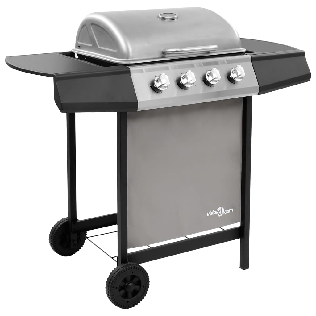 fekete és ezüst gáz grillsütő 4 égővel