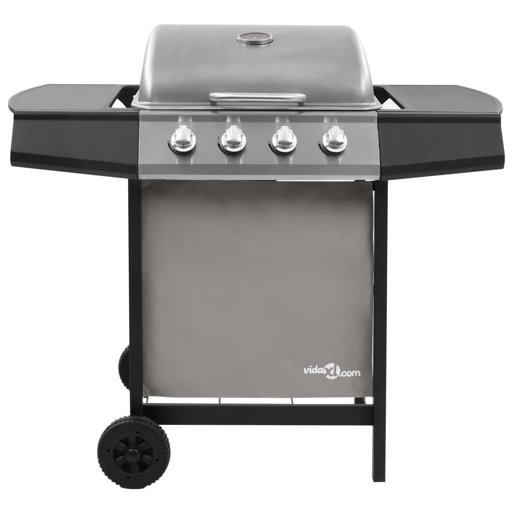 fekete és ezüst gáz grillsütő 4 égővel
