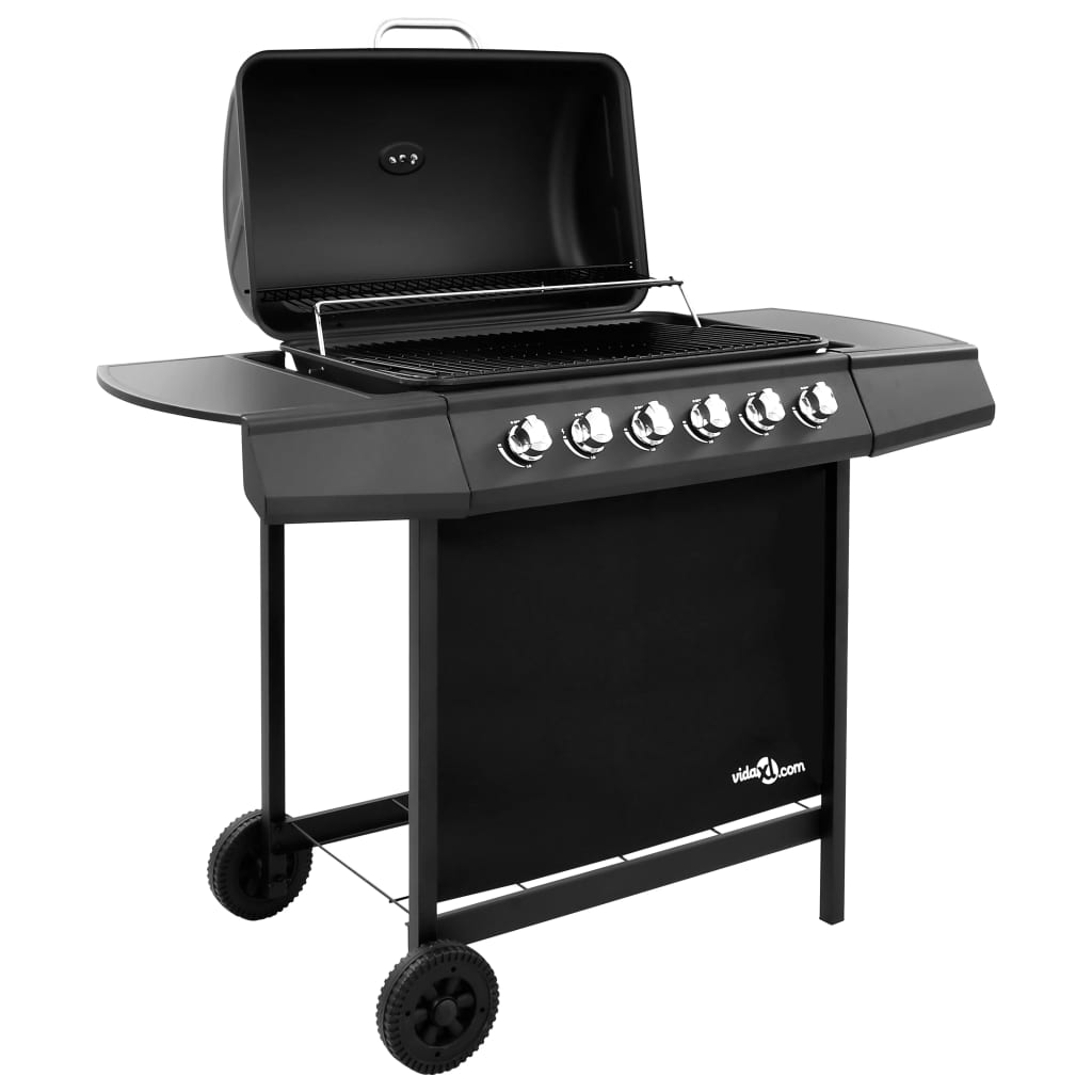 fekete gáz grillsütő 6 égővel