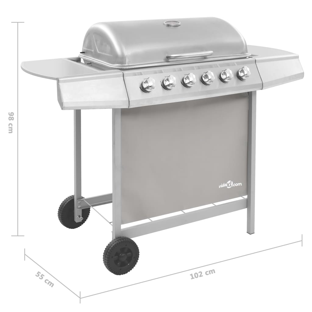 ezüst gáz grillsütő 6 égővel