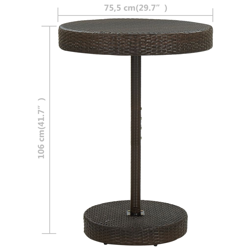 barna polyrattan kerti asztal 75,5 x 106 cm