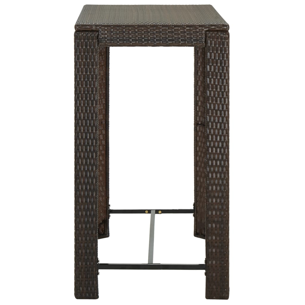 barna polyrattan kerti bárasztal 100 x 60,5 x 110,5 cm