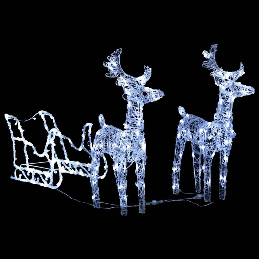 akril rénszarvasok és szán karácsonyi dísz 160 LED-del 130 cm