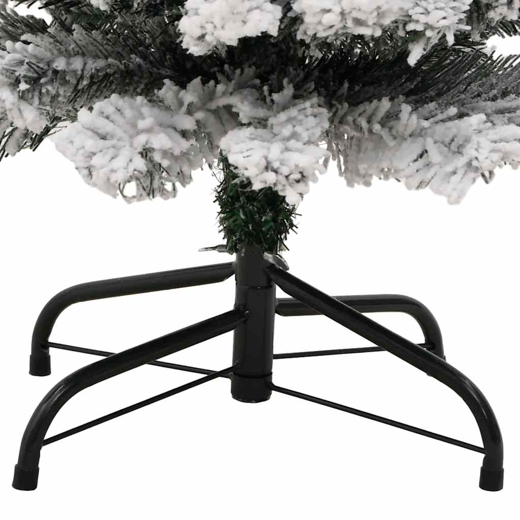 zöld PVC vékony műkarácsonyfa hóval 150 cm