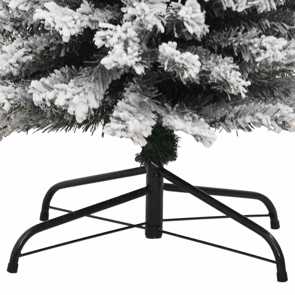 zöld PVC vékony műkarácsonyfa hóval 240 cm