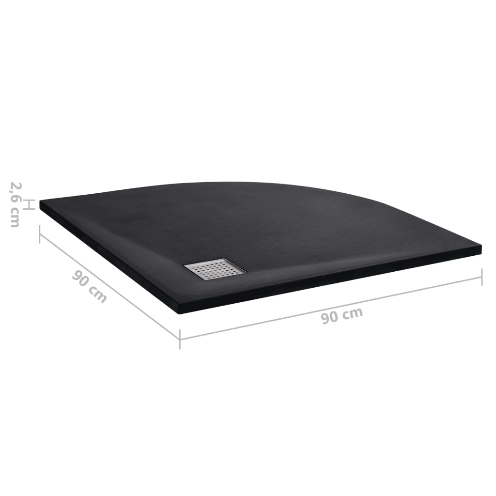 fekete SMC zuhanytálca 90 x 90 cm