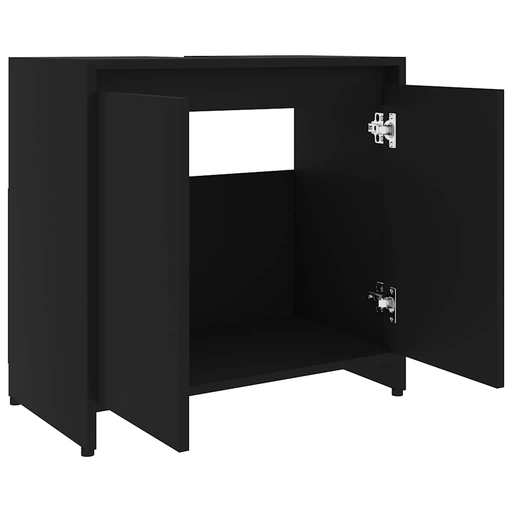 fekete szerelt fa fürdőszobaszekrény 60 x 33 x 61 cm
