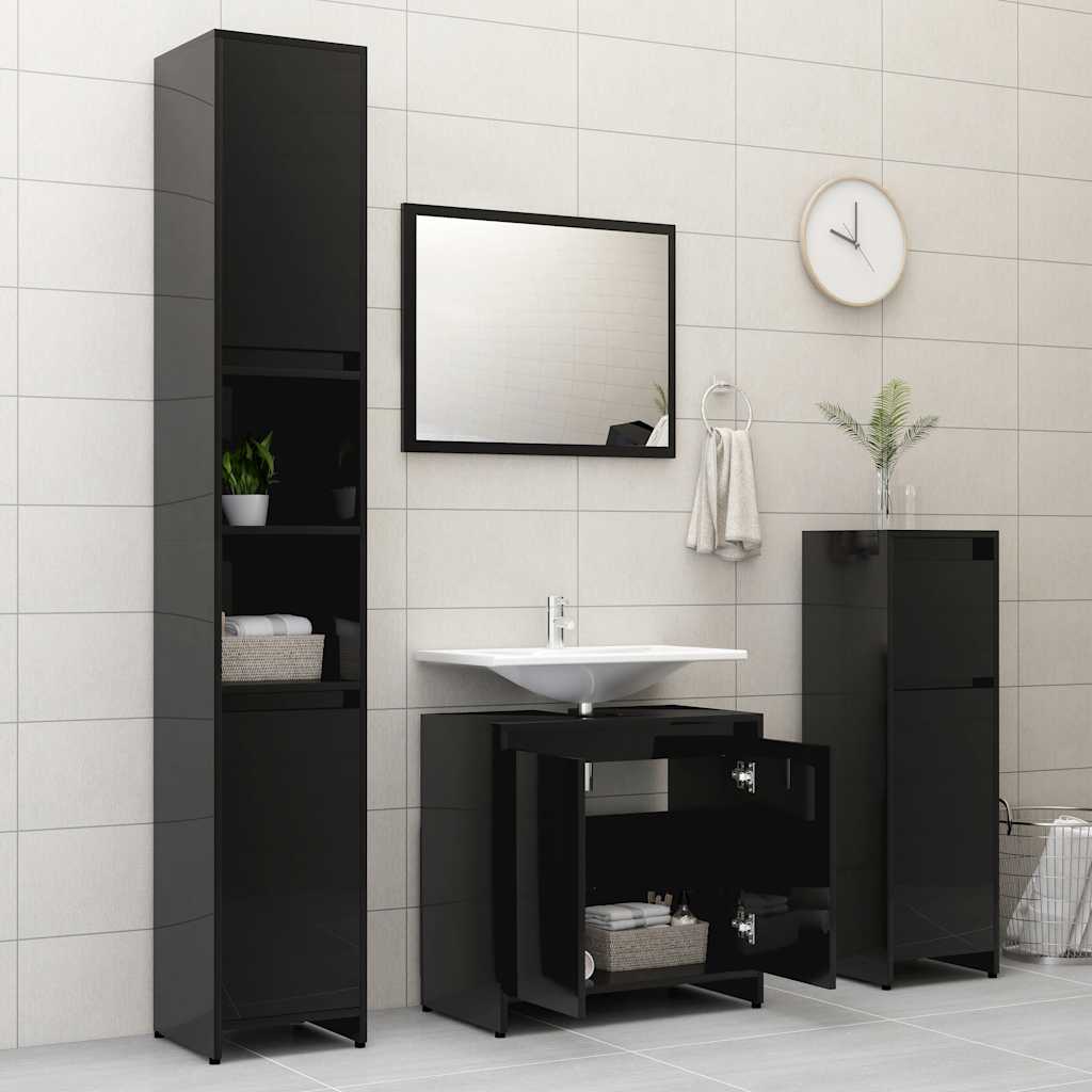 fekete szerelt fa fürdőszobaszekrény 60 x 33 x 61 cm