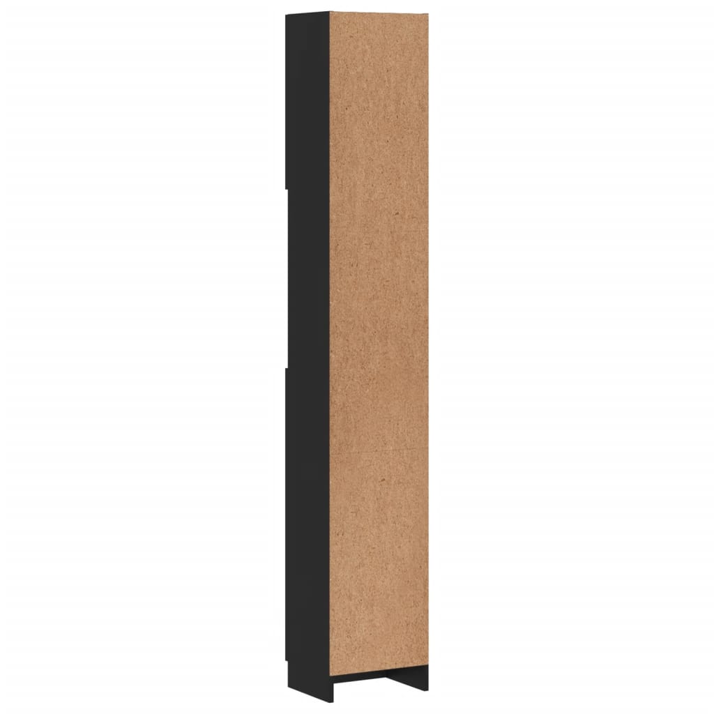 fekete szerelt fa fürdőszobaszekrény 32 x 25,5 x 190 cm
