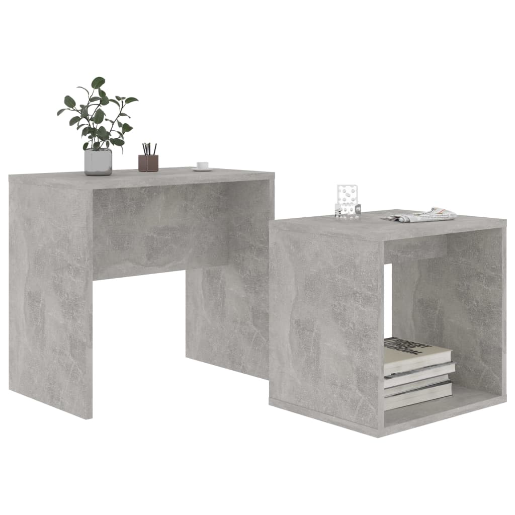 betonszürke szerelt fa dohányzóasztal szett 48 x 30 x 45 cm
