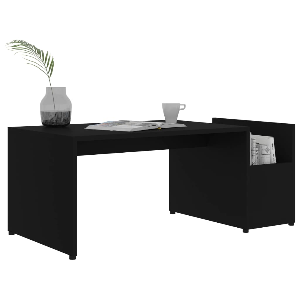 fekete szerelt fa dohányzóasztal 90 x 45 x 35 cm