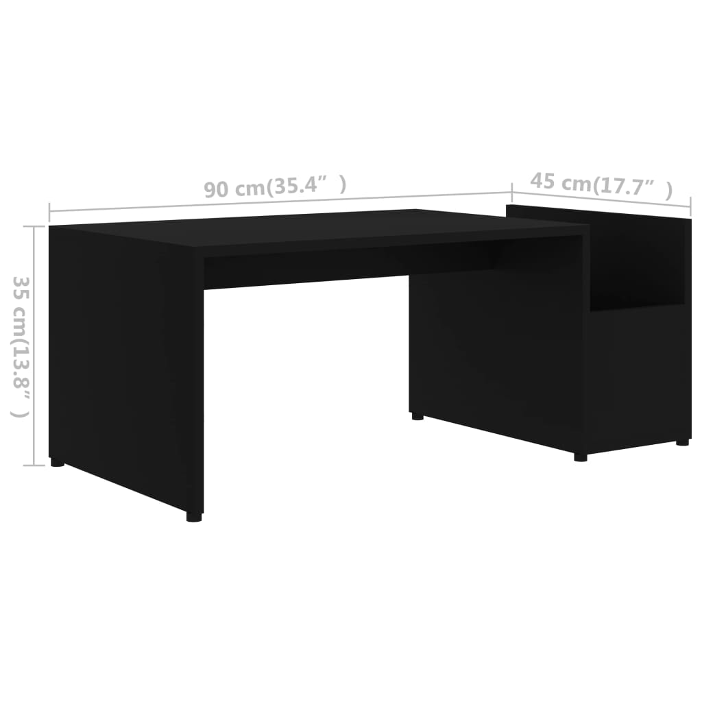 fekete szerelt fa dohányzóasztal 90 x 45 x 35 cm