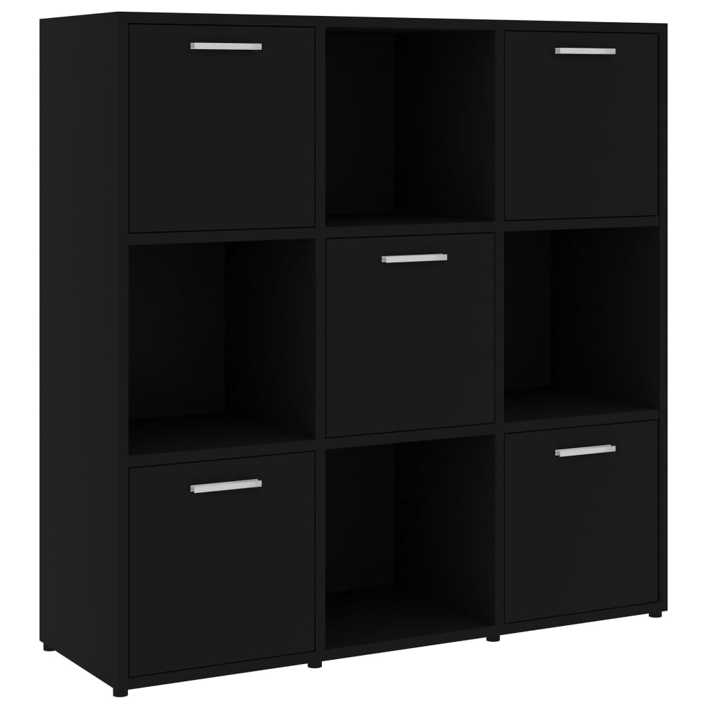fekete szerelt fa könyvszekrény 90 x 30 x 90 cm