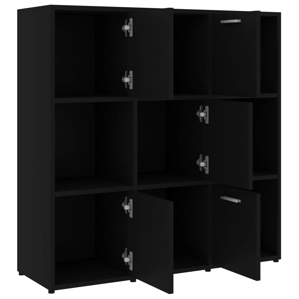 fekete szerelt fa könyvszekrény 90 x 30 x 90 cm