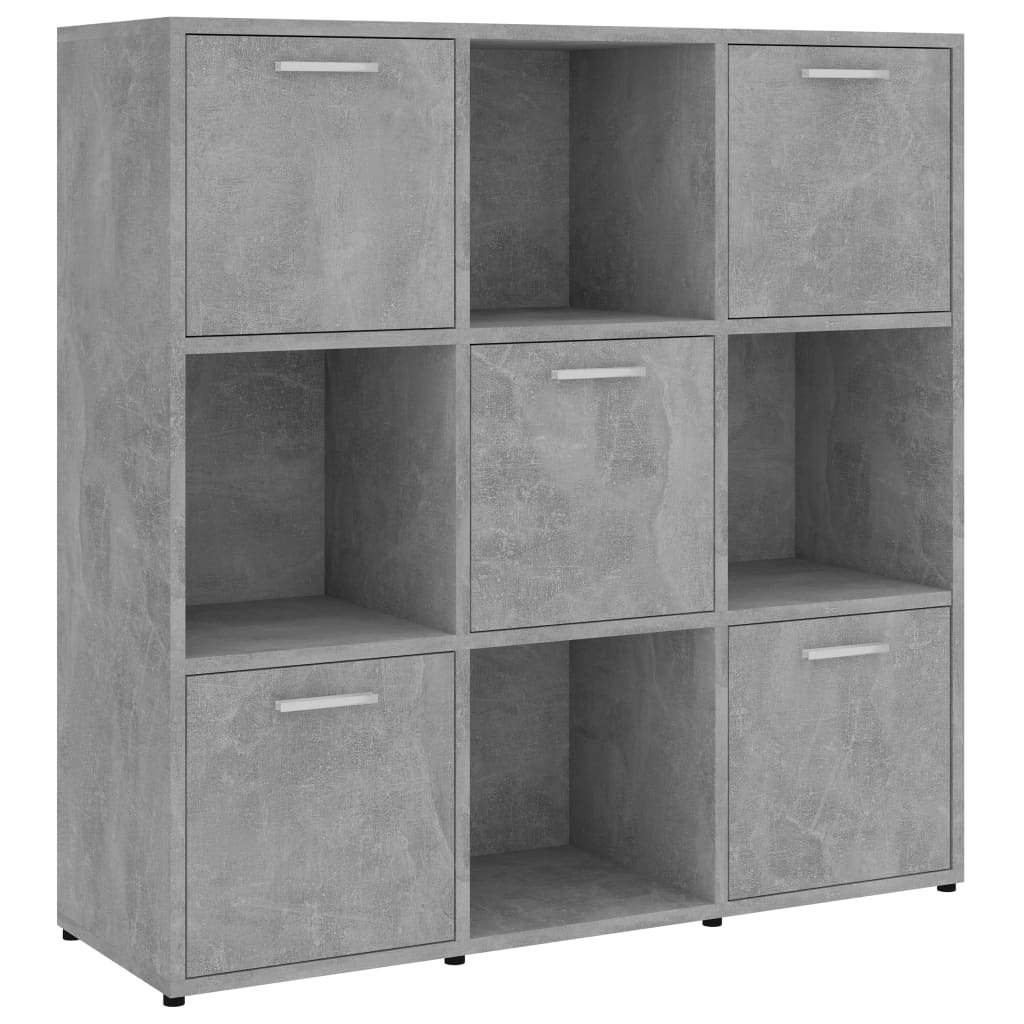 betonszürke szerelt fa könyvszekrény 90 x 30 x 90 cm