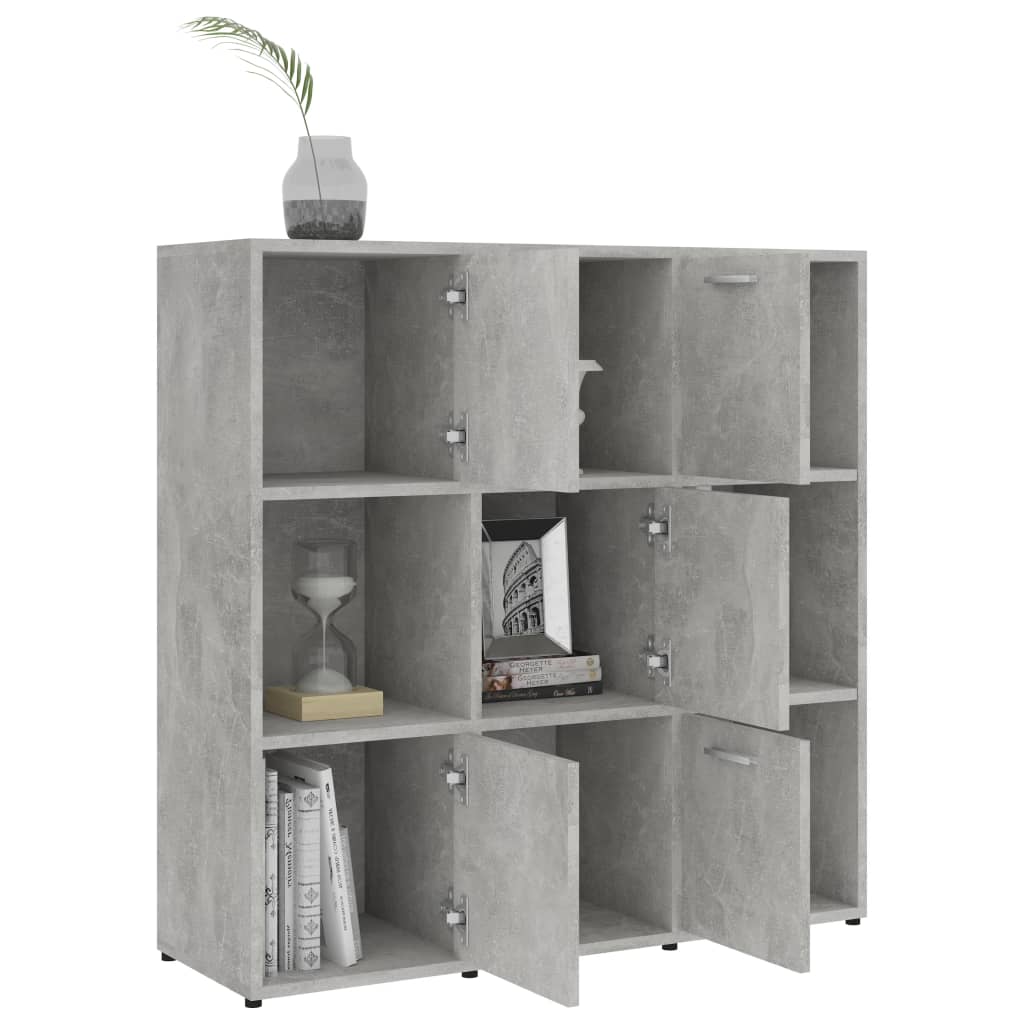 betonszürke szerelt fa könyvszekrény 90 x 30 x 90 cm