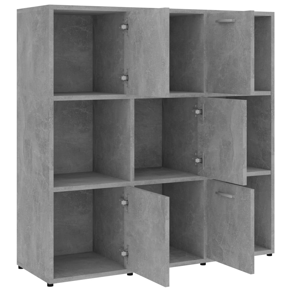 betonszürke szerelt fa könyvszekrény 90 x 30 x 90 cm