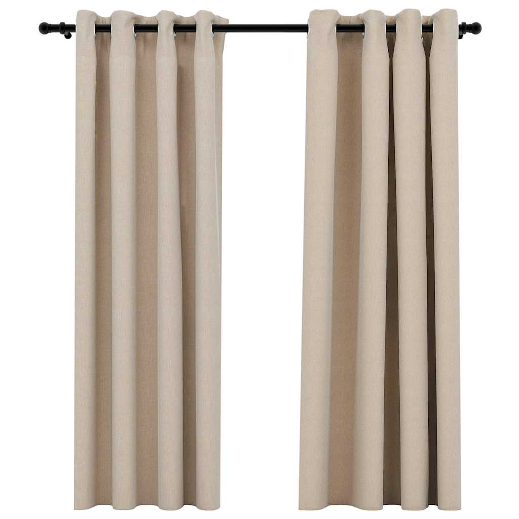 2 db bézs vászonhatású sötétítőfüggöny 140 x 175 cm