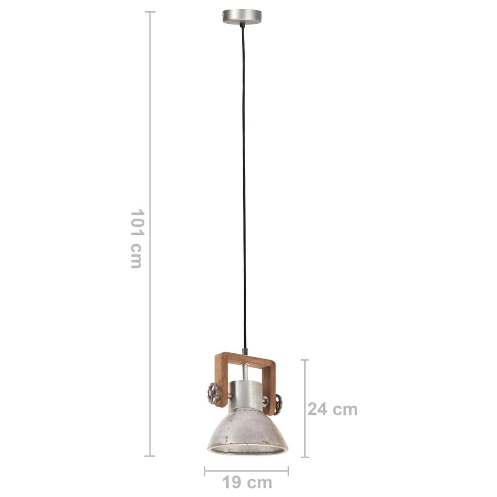 ezüstszínű kerek ipari függőlámpa 25 W 19 cm E27