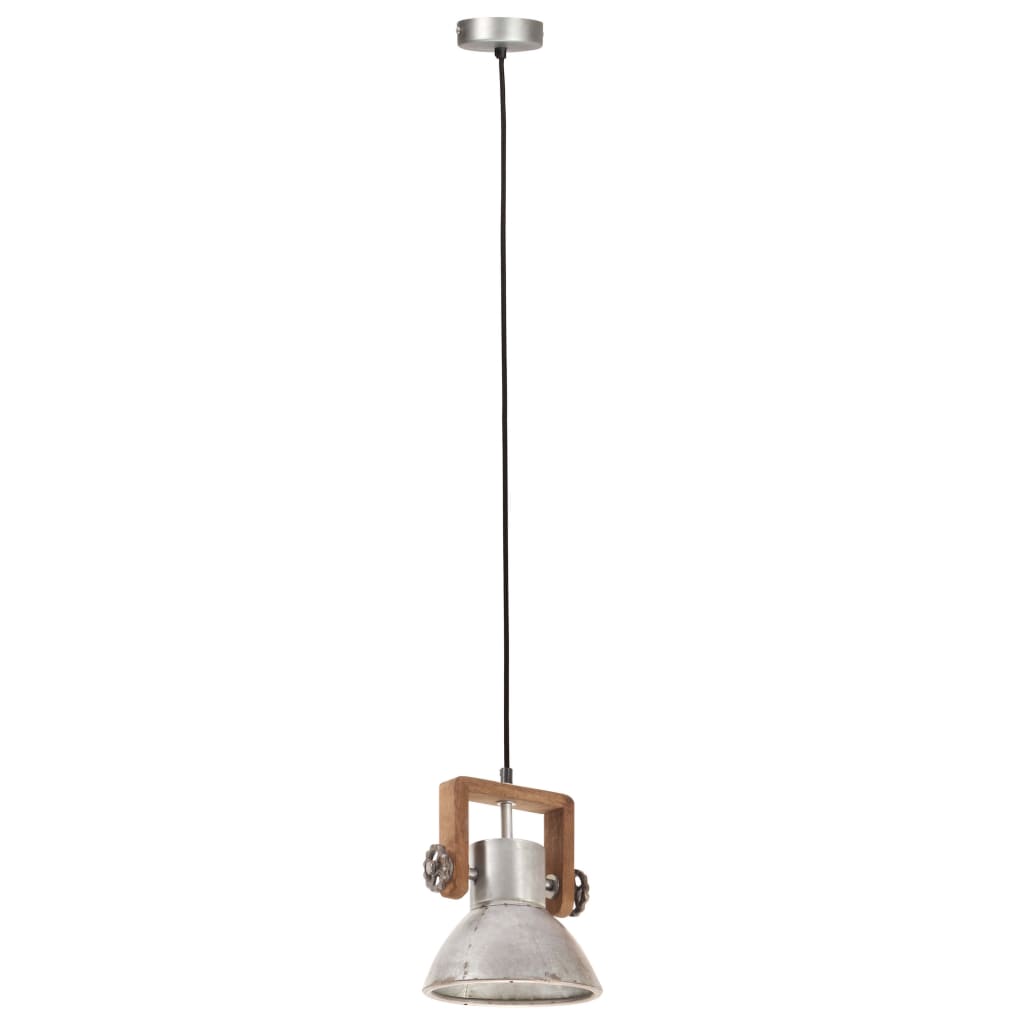 ezüstszínű kerek ipari függőlámpa 25 W 19 cm E27
