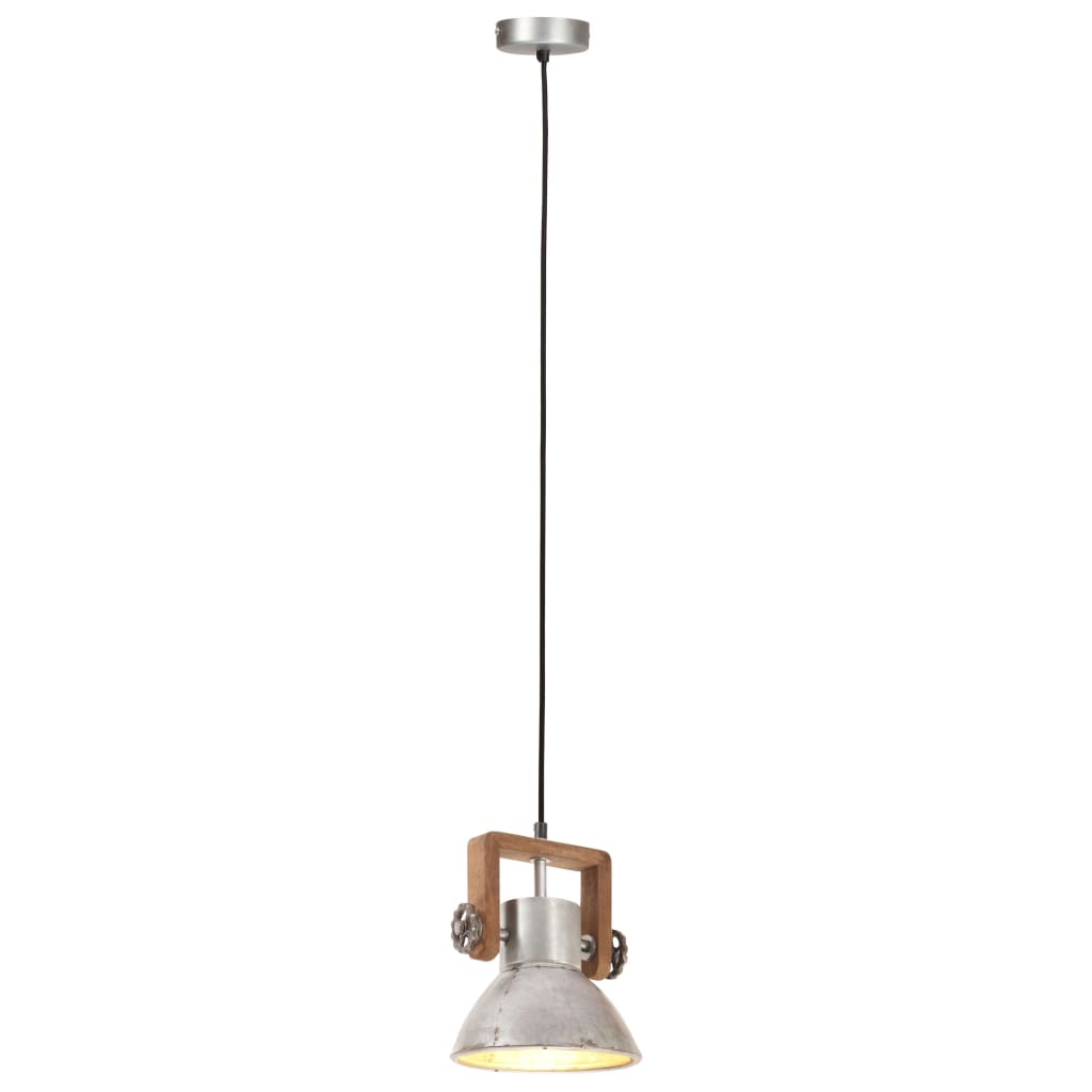 ezüstszínű kerek ipari függőlámpa 25 W 19 cm E27
