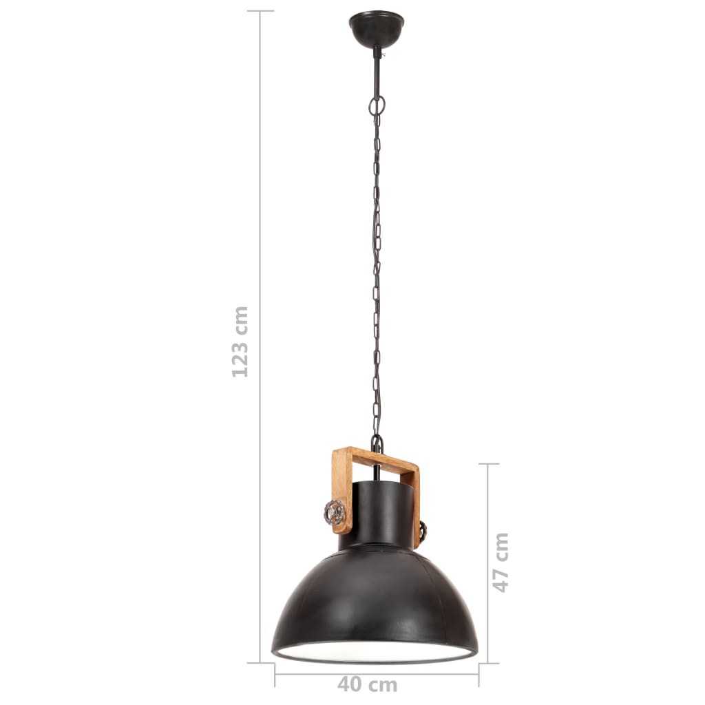 kerek fekete ipari függőlámpa 25 W 40 cm E27