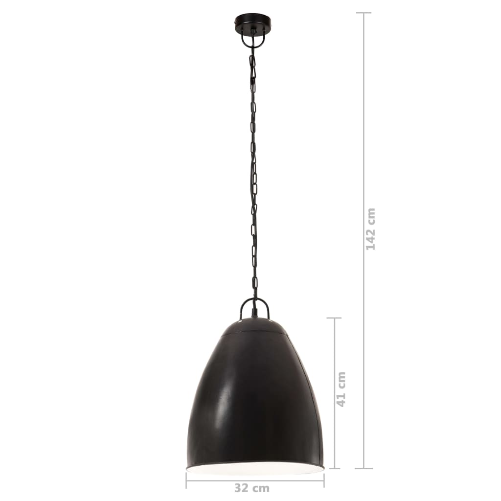 kerek fekete ipari függőlámpa 25 W 32 cm E27