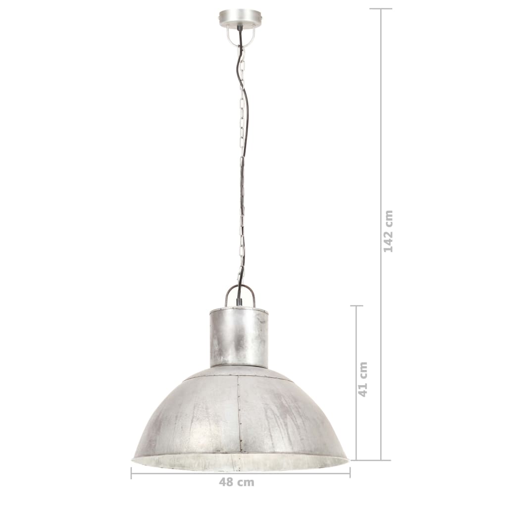 kerek ezüstszínű függőlámpa 25 W 48 cm E27