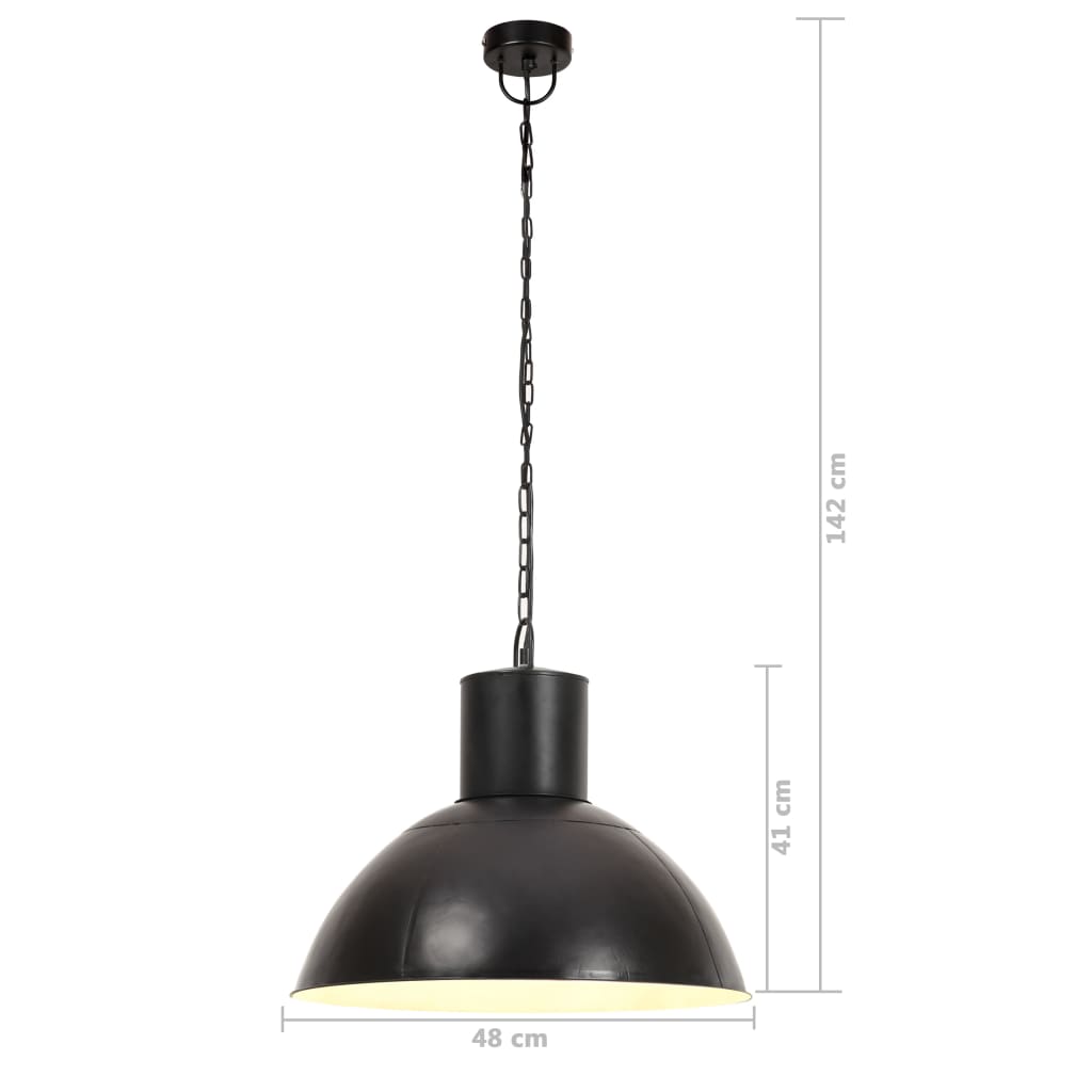 kerek fekete függőlámpa 25 W 48 cm E27