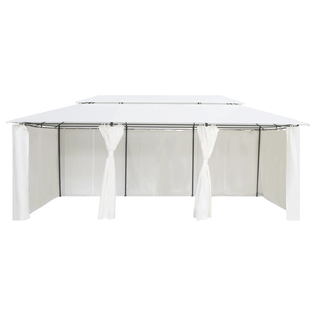 fehér pavilon függönyökkel 600 x 298 x 270 cm 180 g/m²