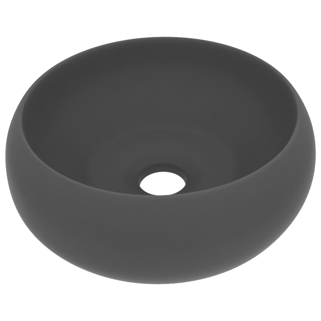 kerek matt sötétszürke kerámia luxus mosdókagyló 40 x 15 cm